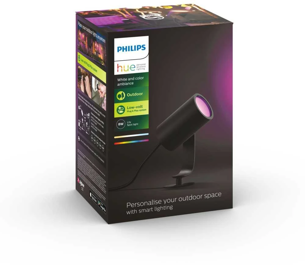 Philips Hue Taškinis lauko šviestuvas Lily (Baltas ir spalvotas)