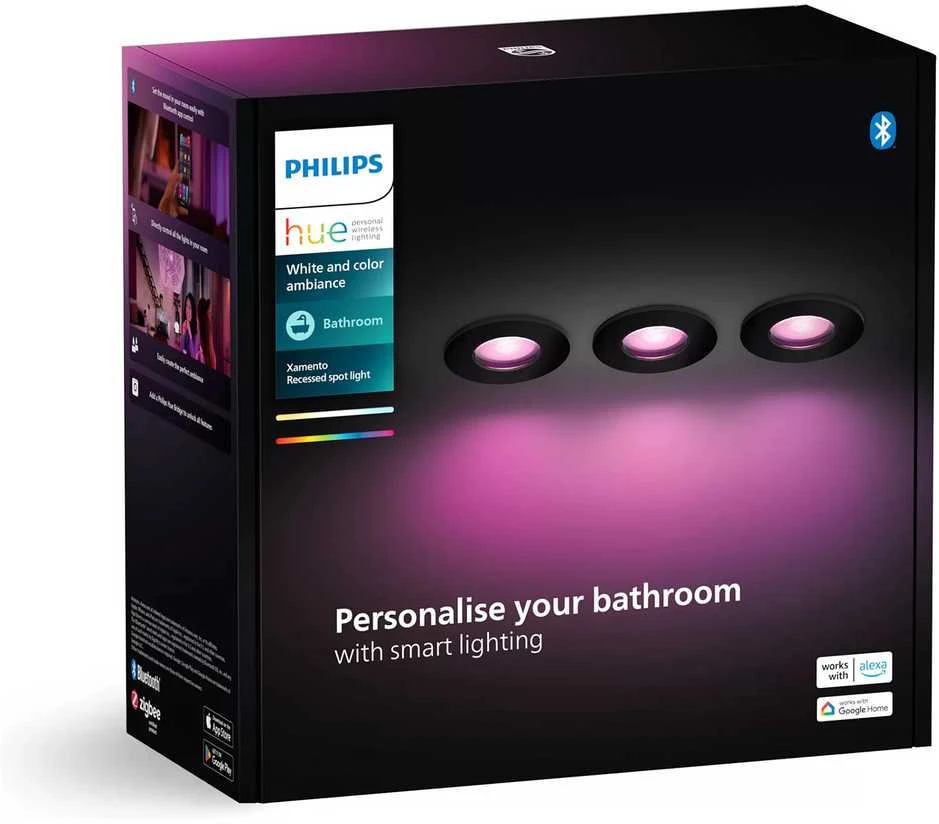Philips Hue Baltas & Color Ambiance Xamento lubų taškas, įleidžiamas juodas • 3 vnt