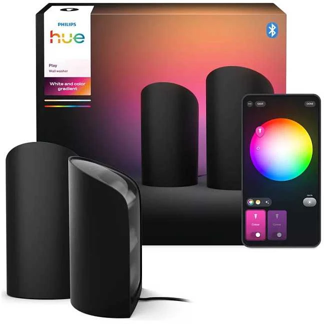 Šviestuvas Philips Hue Play Wall Washer, juodos spalvos, 2 vnt.