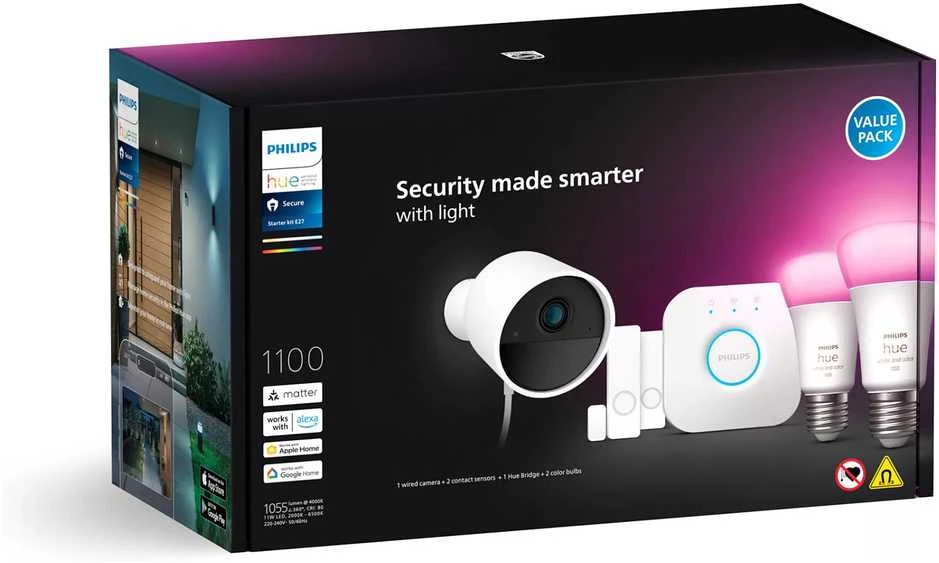 Philips Hue | Saugus kameros rinkinys WCA E27, tiltas, jutikliai