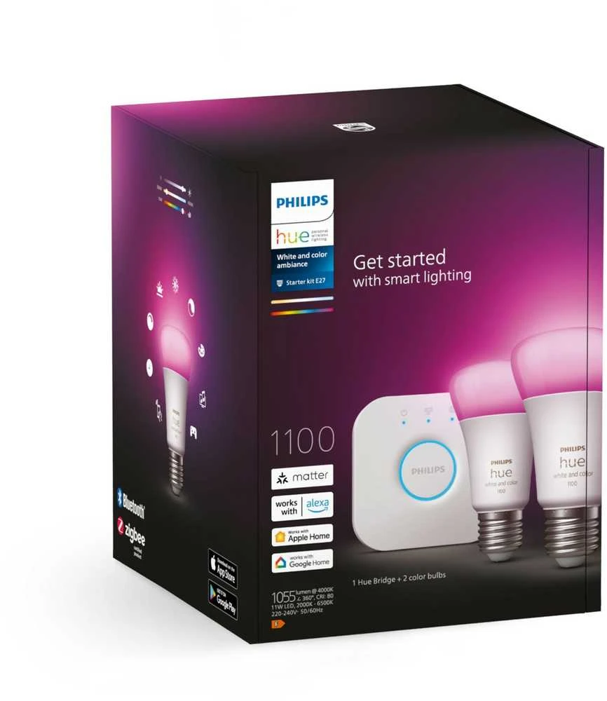 Philips „Hue White and color ambiance“ Pradinis rinkinys: 2 E27 išmaniosios lemputės (1100)
