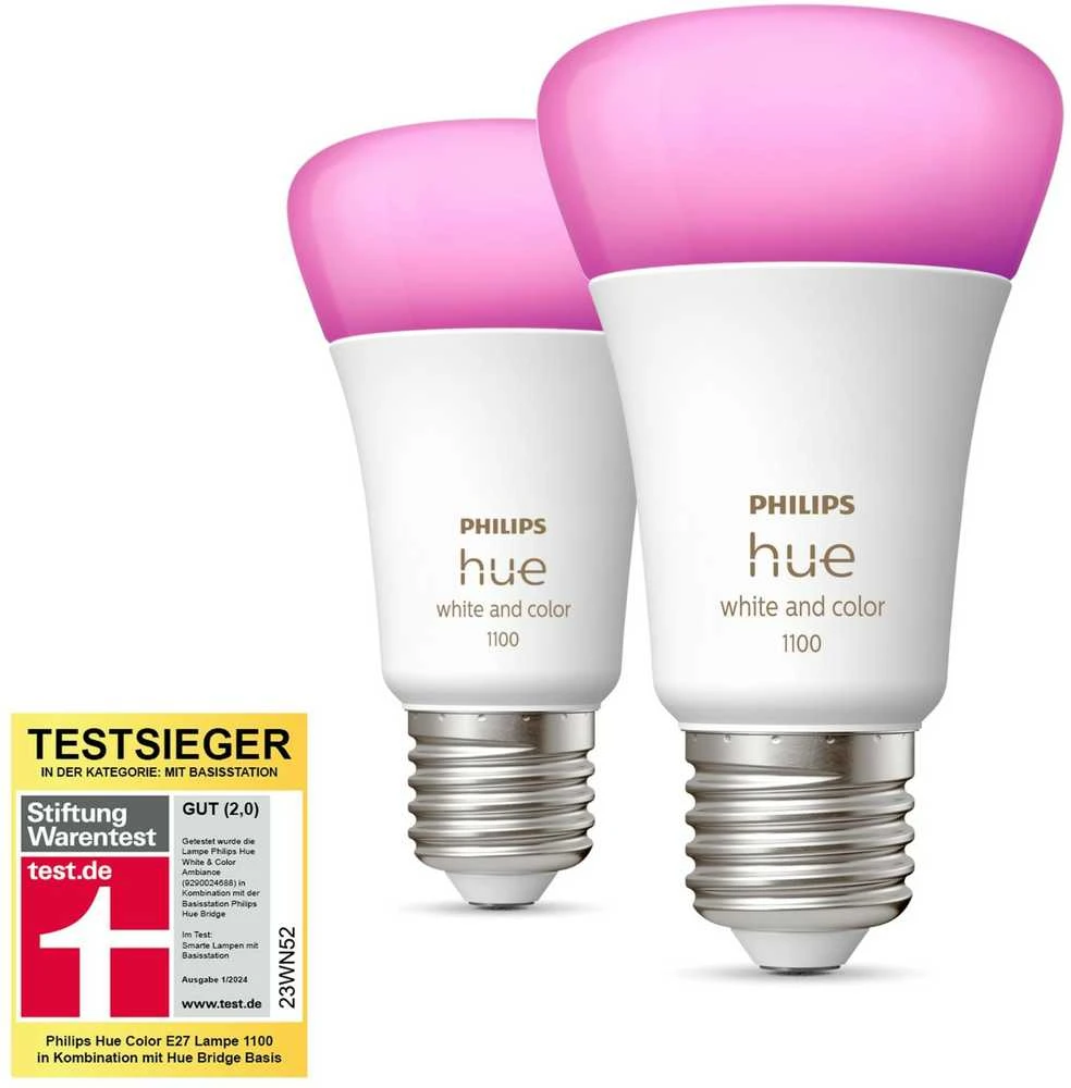 „Philips WCA 11W A60 E27“ 2 vnt. pakuotė | E27 | 11 W | Balta ir spalvota 2000K–6500K +16 milijonų spalvų | „Bluetooth“ ir „Zigbee“