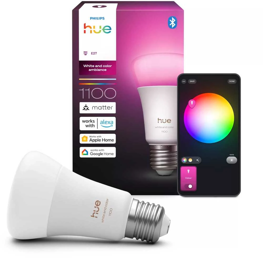 „Philips Hue WCA 1100 A60 1P EU“ | E27 | 8,1 W | Baltos ir spalvotos šviesos | „Bluetooth“ ir „Zigbee“
