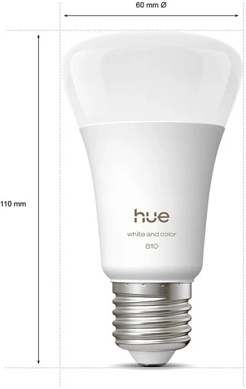 „Philips Hue WCA 810 A60 E27 4P EU“ | E27 | 6 W | Baltos ir spalvotos šviesos | „Bluetooth“ ir „Zigbee“