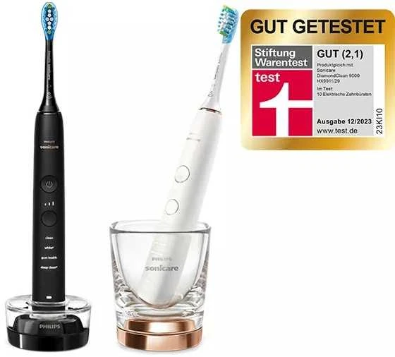 Elektriniai dantų šepetėliai Philips Sonicare DiamondClean 9000, HX9914/57, 2 vnt. (juodas ir baltas)