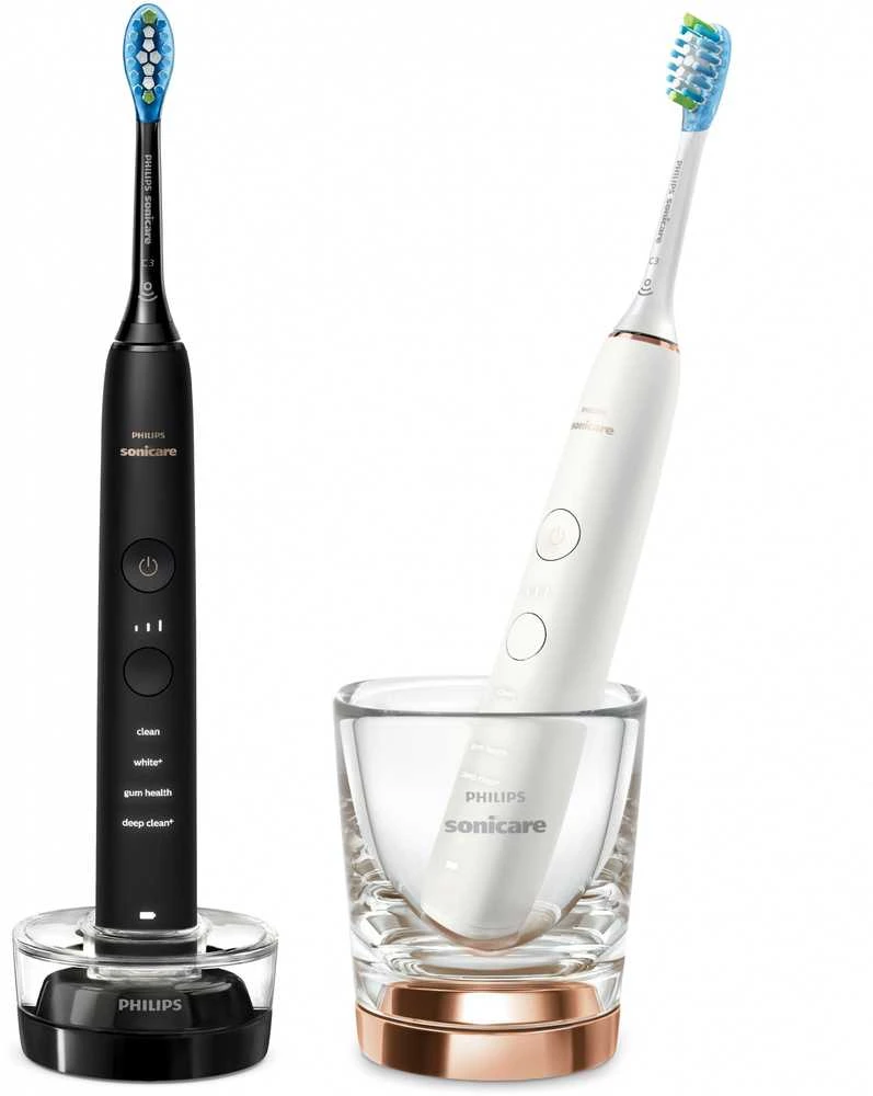 Elektriniai dantų šepetėliai Philips Sonicare DiamondClean 9000, HX9914/57, 2 vnt. (juodas ir baltas)