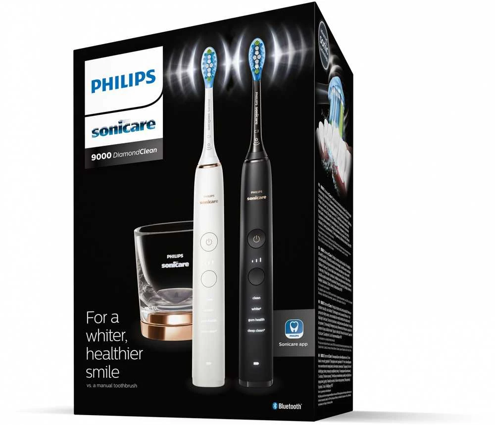 Elektriniai dantų šepetėliai Philips Sonicare DiamondClean 9000, HX9914/57, 2 vnt. (juodas ir baltas)