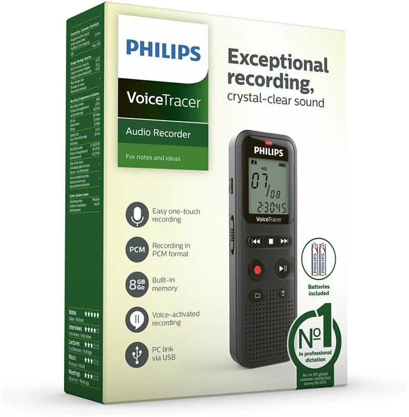 Diktofonas „Philips DVT1160“ 8 GB USB atmintinė