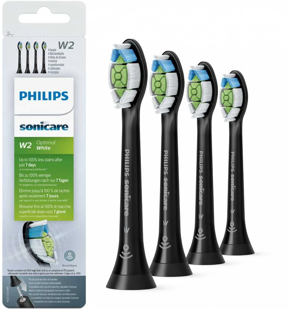4 dalių šepetėlių galvučių pakuotė Philips Sonicare Optimal White HX6064/11, Juodos