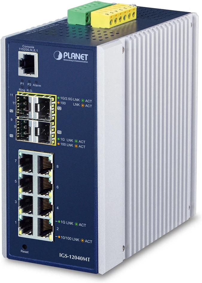 Šakotuvas Planet IGS-12040MT tinklo jungiklis Valdomas Gigabit Ethernet (10/100/1000) Juodas