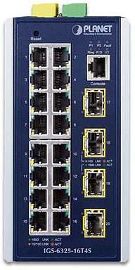 Šakotuvas PLANET IGS-6325-16T4S przełącznik sieciowy Zarządzany L3 Gigabit Ethernet (10/100/1000) Mėlyna, Pilka