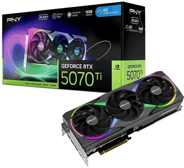 PNY GeForce RTX 5070 Ti EPIC-X RGB Overclocked Triple Fan Plus 16GB GDDR7 DLSS4 vaizdo plokštė (VCG5071T16TFXXPB1-O)