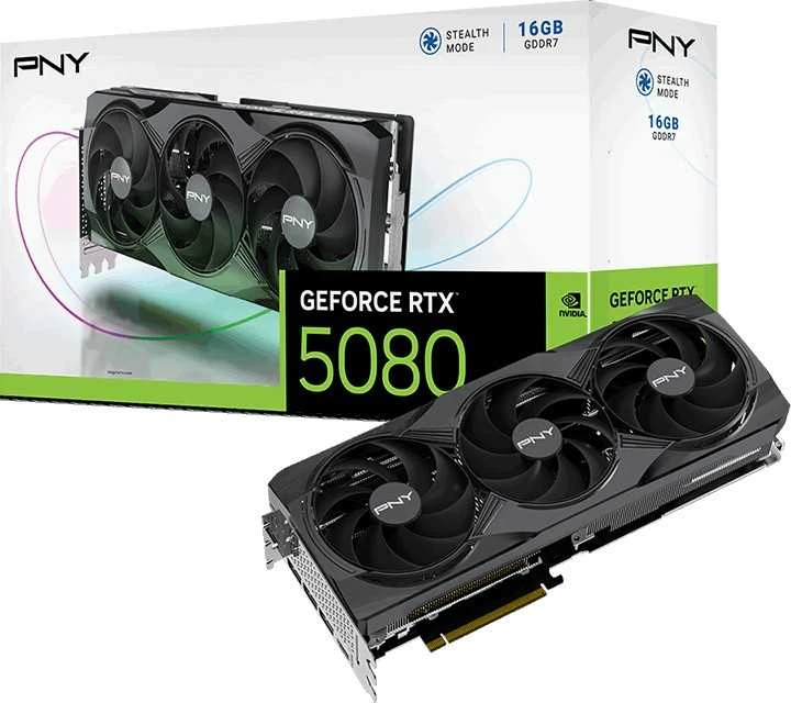 Vaizdo plokštė PNY GeForce RTX 5080 Triple Fan Grafikos plokštė, 16384 MB GDDR7