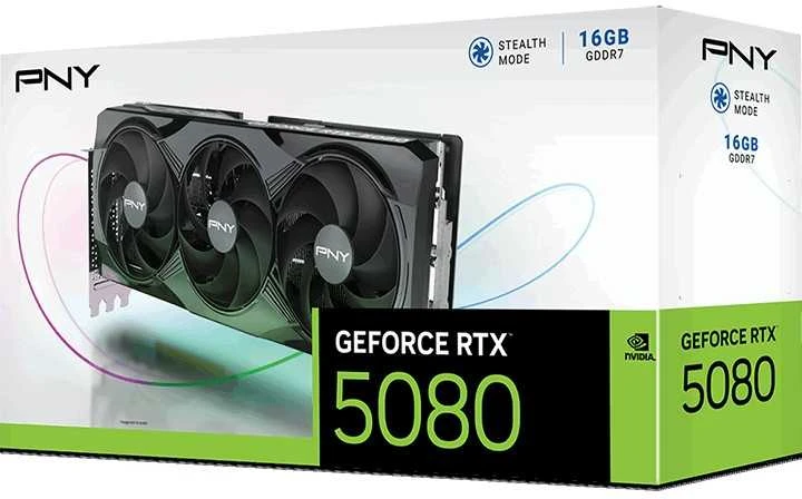 Vaizdo plokštė PNY GeForce RTX 5080 Triple Fan Grafikos plokštė, 16384 MB GDDR7