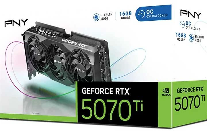Vaizdo plokštė Pny Technologies PNY GeForce RTX 5070 Ti OC leidimas, 16384 MB GDDR7