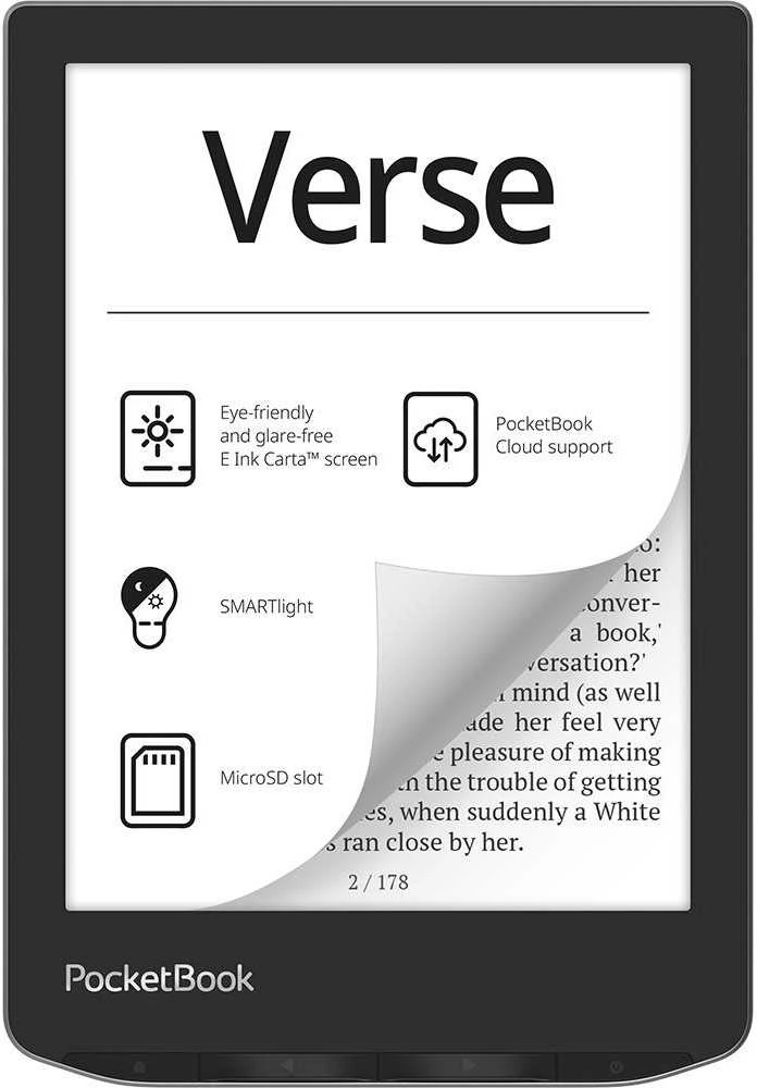 Planšetė Pocketbook Verse, 15.2 cm (6 inches), E Ink Carta, 758 x 1024 pikselių, ACSM, DOCX, AZW, DjVu, PRC