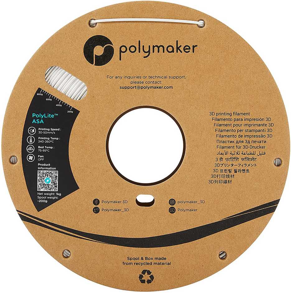 Polmask Polymaker PolyLite ASA - 1kg - 1.75mm - Baltas