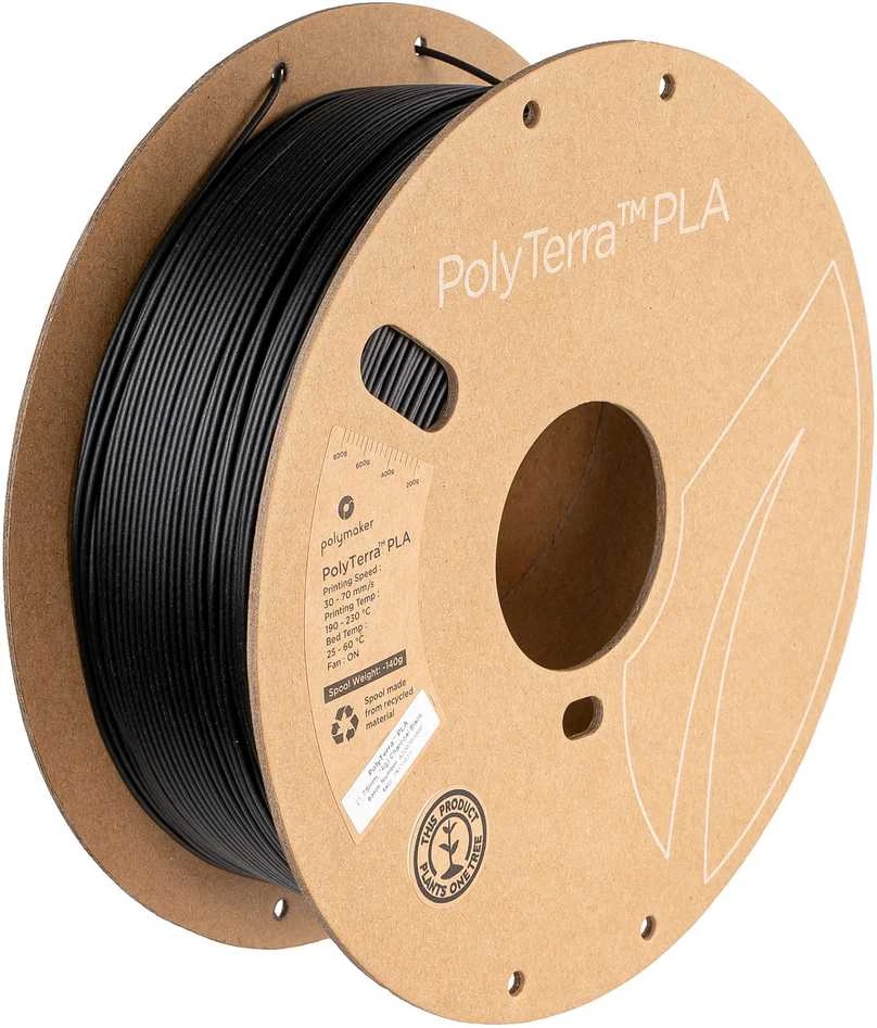 Polmask Polymaker PolyTerra PLA - 1kg - 1.75mm - Charcoal Juodas
