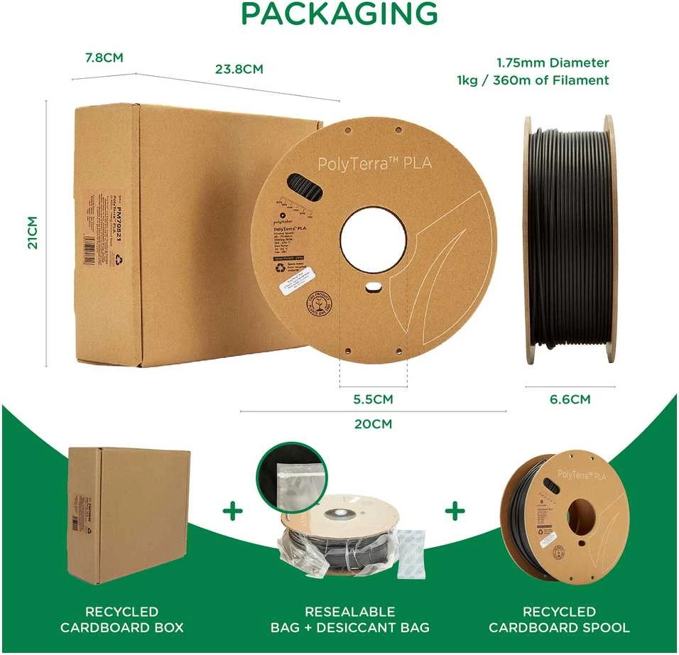 Polymaker PolyTerra PLA - 3kg - 1.75mm - Cotton Baltas
