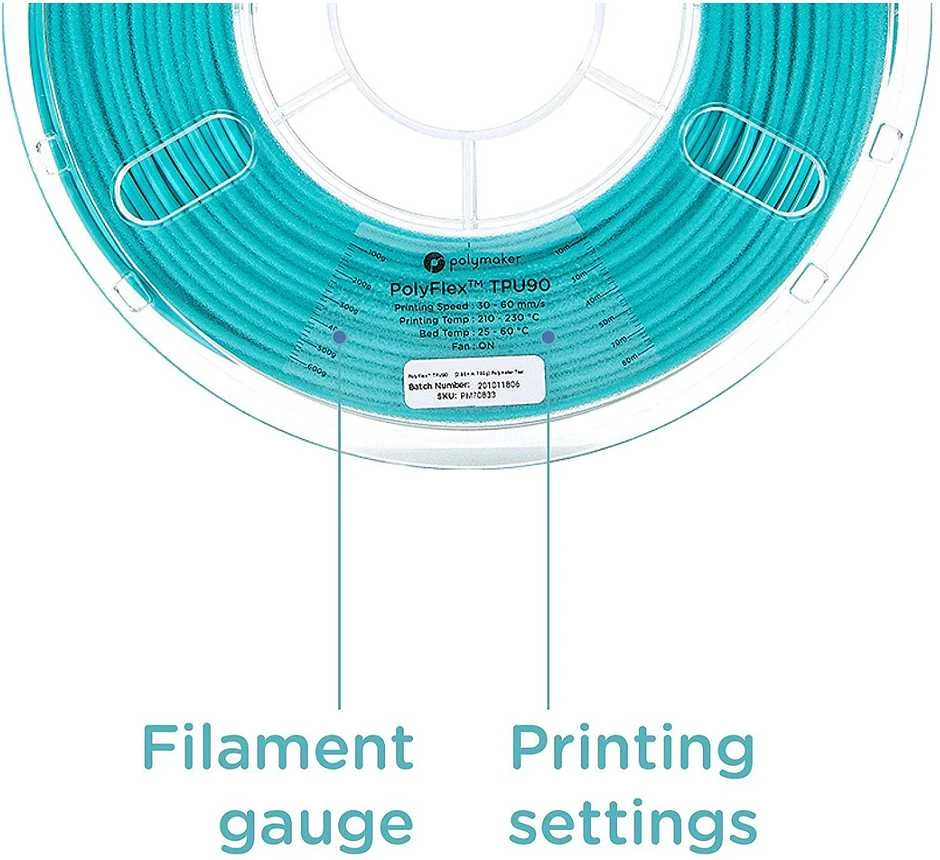 Polmask Polymaker PolyFlex TPU-90A - 0.75kg - 1.75mm - Juodas