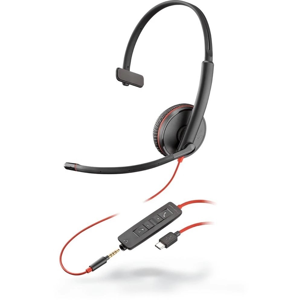 „Poly Plantronics Blackwire 3215“ ausinės, monofoninė, USB-C ir 3,5 mm lizdas, optimizuotas vieningas ryšys
