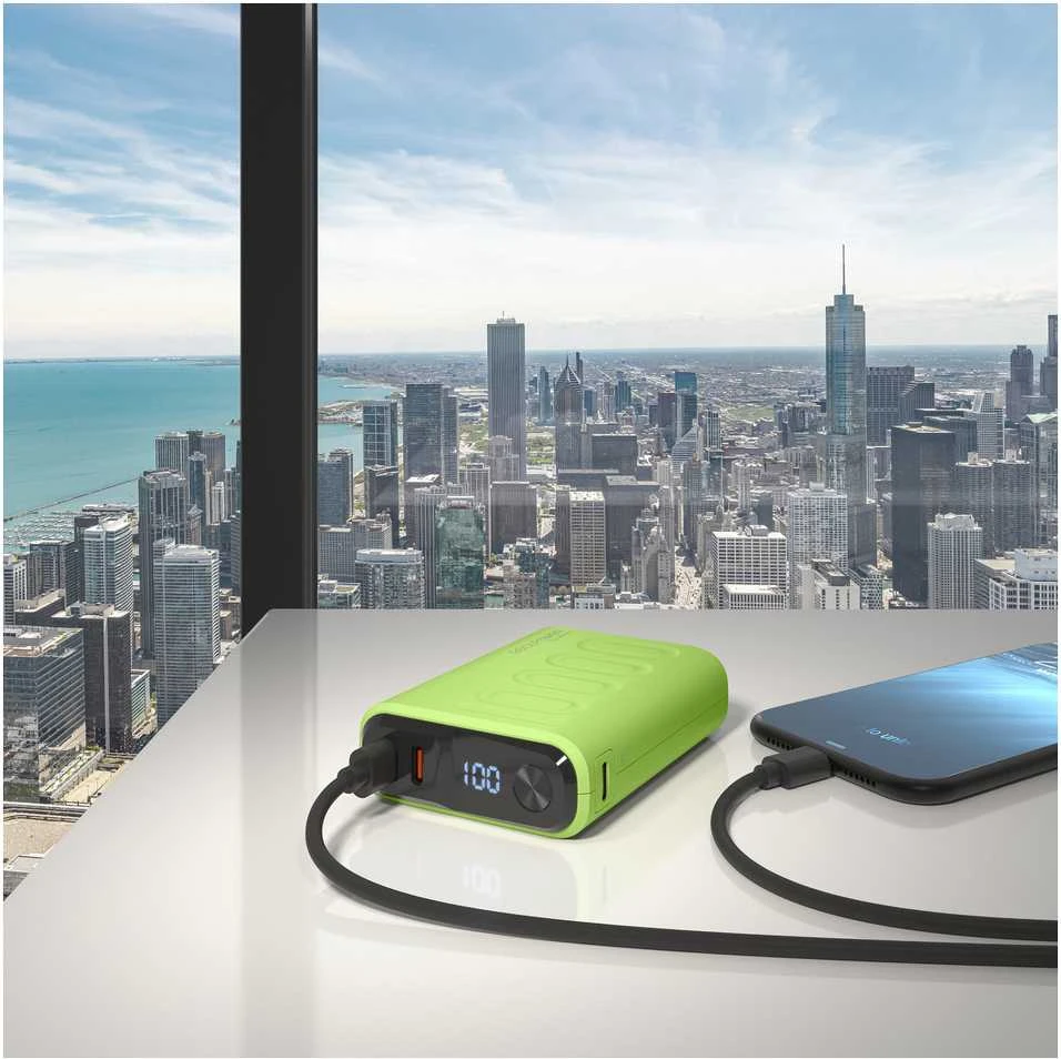Carruzzo RealPower PB-10000C PD+ 10000 mAh Šviesiai žalia