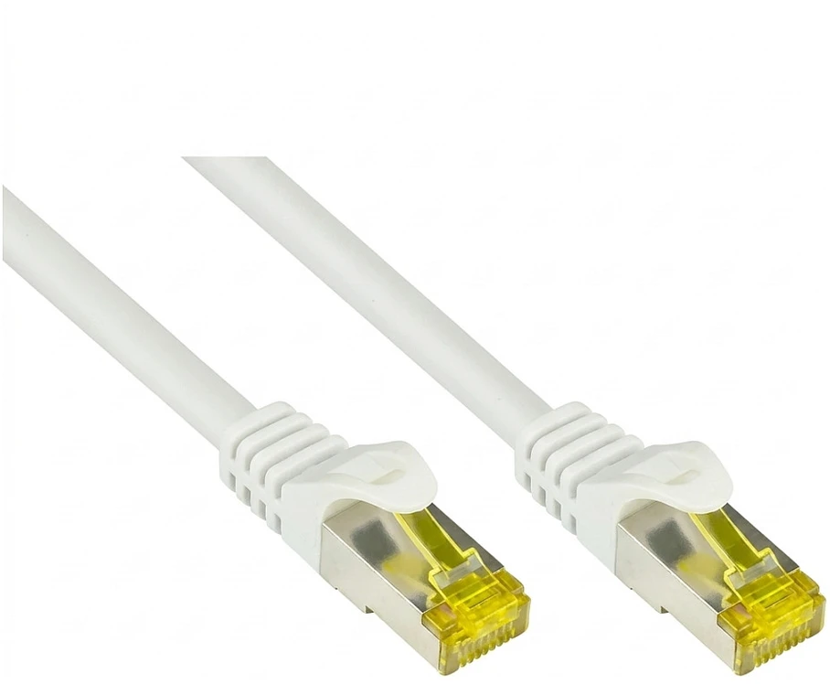 Python patch kabelis su Cat.7 neapdorotu kabeliu S/FTP PiMF be halogenų 0,5 m balta
