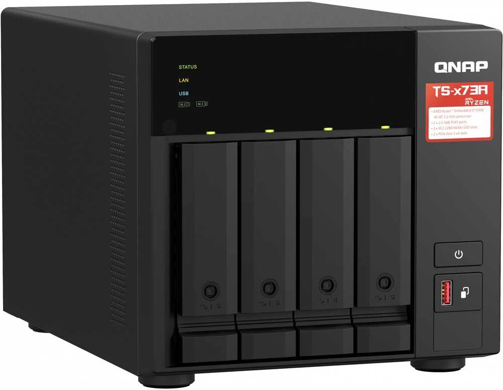 Serveris QNAP TS-473A + QSW-1105-5T Bundle Pack NAS Tower Ryzen Embedded V1500B 8 GB DDR4 0 TB QNAP Turbo System Juodas