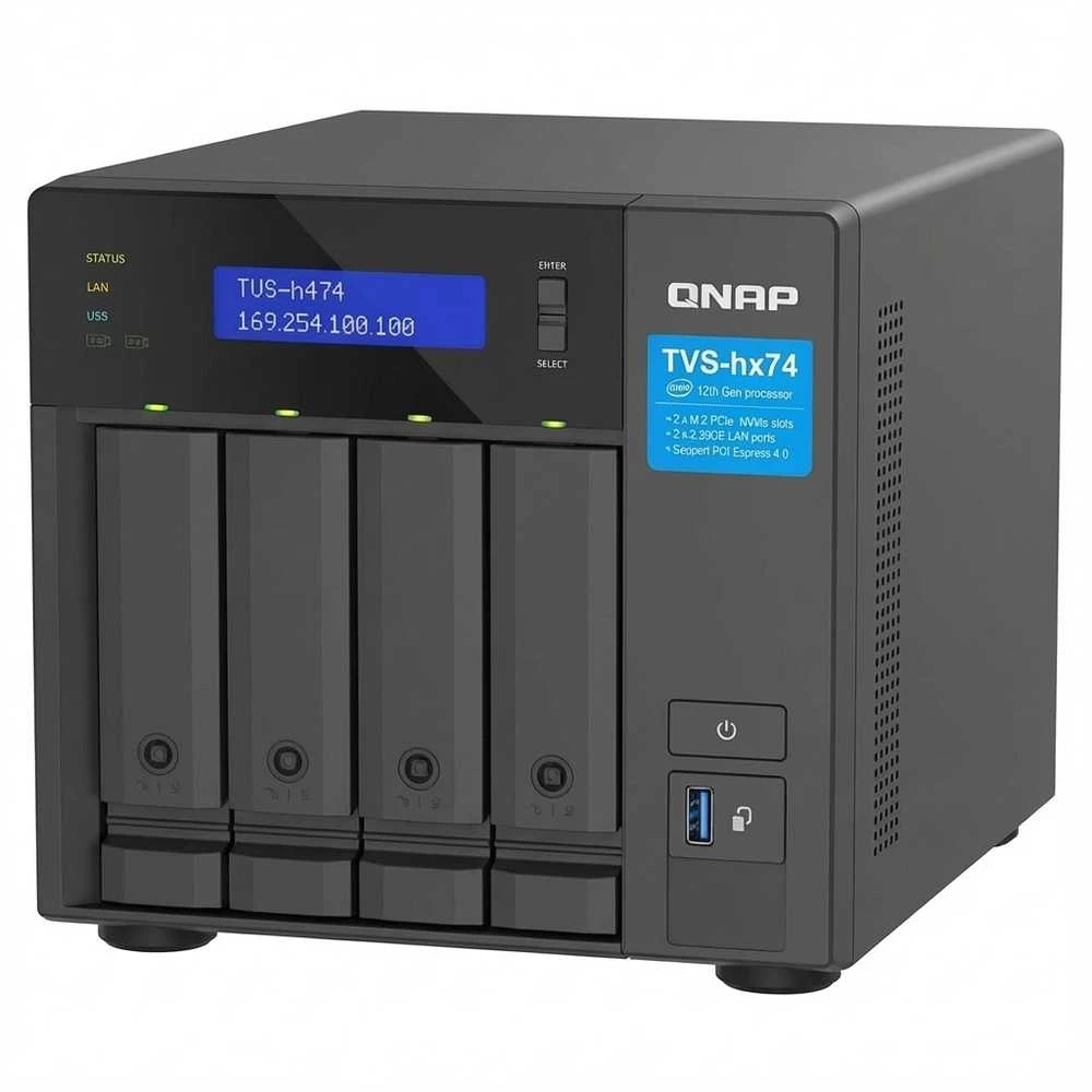 Serveris QNAP TVS-H474 NAS bokštas Intel® Pentium® G7400 8 GB DDR4 QuTS herojus juodas