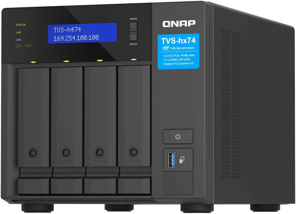 Serveris QNAP TVS-H474 NAS bokštas Intel® Pentium® G7400 8 GB DDR4 QuTS herojus juodas
