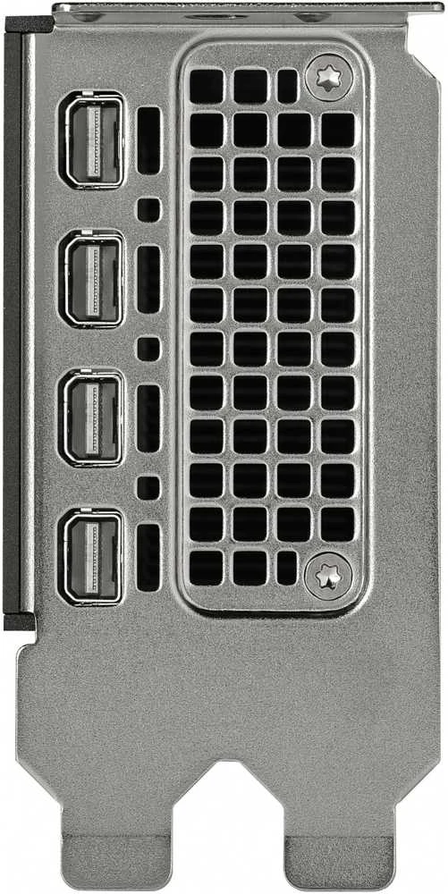PNY PCI-Express x16 Gen 4.0, dvigubas lizdas, 20 GB GDDR6 160 bitų, HDCP 2.2, HEVC ir HDMI 2.0 palaikymas su opt. Adapteris, 4x Mini DP 1.4a, 1x LP laikiklis, OEM versija