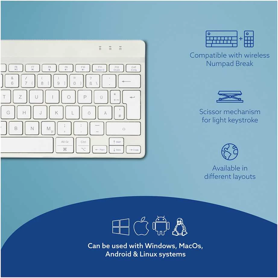 R Go Tools R-GO COMPACT BREAK ERGONOMIŠKAS - Klaviatūra QWERTZ (DE) BLUETOOTH W
