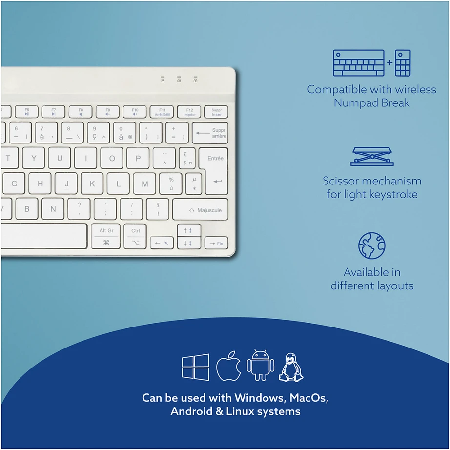 R-GO COMPACT BREAK ERGONOMIŠKAS - Klaviatūra AZERTY (FR) BLUETOOTH W