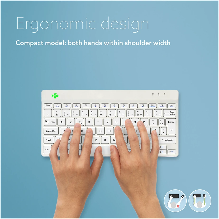 R-GO COMPACT BREAK ERGONOMIŠKAS - Klaviatūra AZERTY (FR) BLUETOOTH W