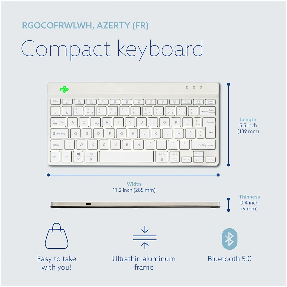 R-GO COMPACT BREAK ERGONOMIŠKAS - Klaviatūra AZERTY (FR) BLUETOOTH W