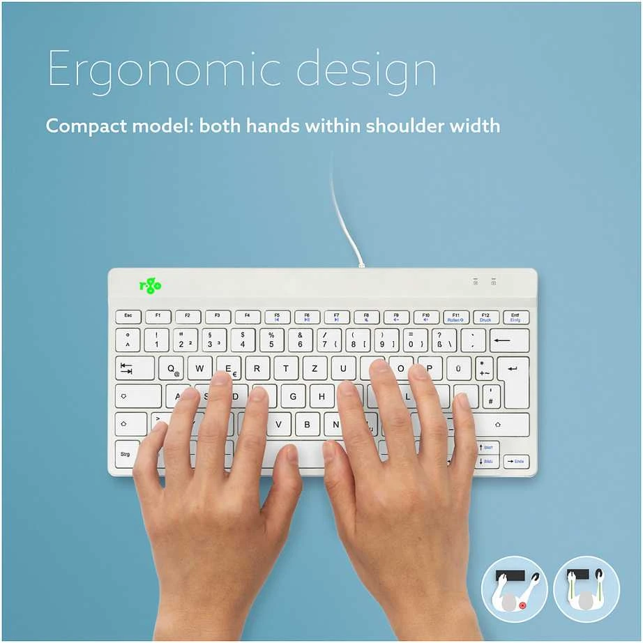 R Go Tools R-GO COMPACT BREAK ERGONOMIC - Klaviatūra QWERTZ (DE) su laidu Baltas