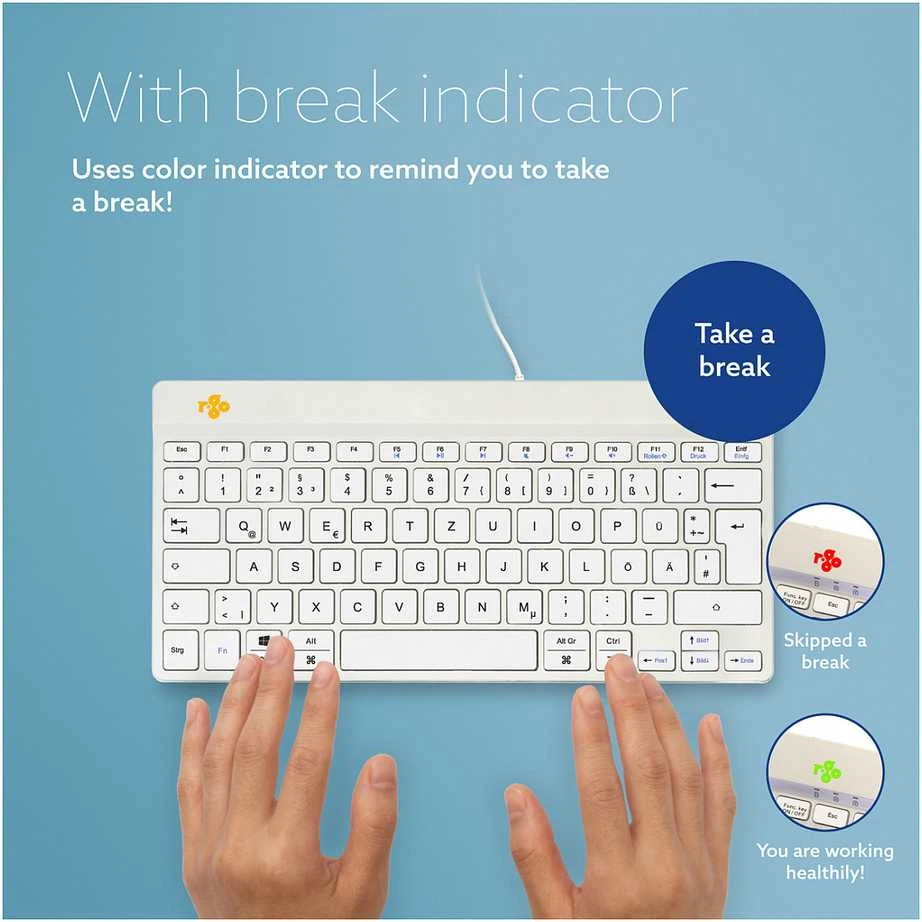R Go Tools R-GO COMPACT BREAK ERGONOMIC - Klaviatūra QWERTZ (DE) su laidu Baltas