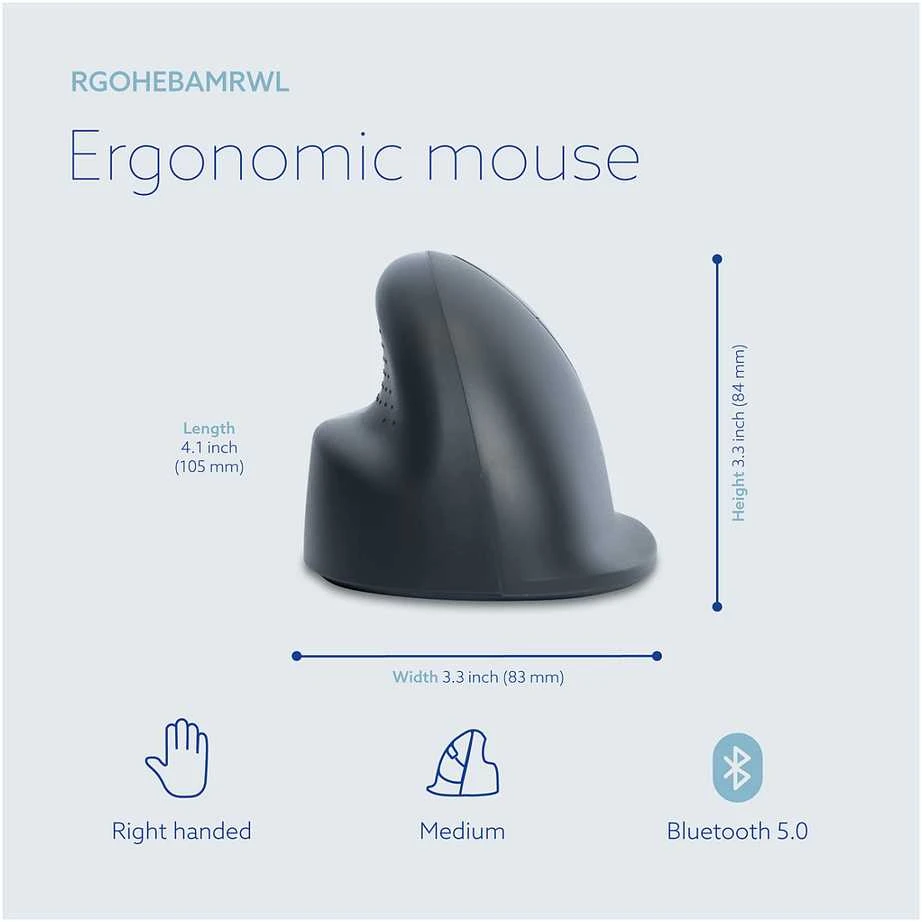 R-GO HE BASIC MEDIUM ERGONOMIŠKAS - Pelė DEŠINIARANKIAI BLUETOOTH