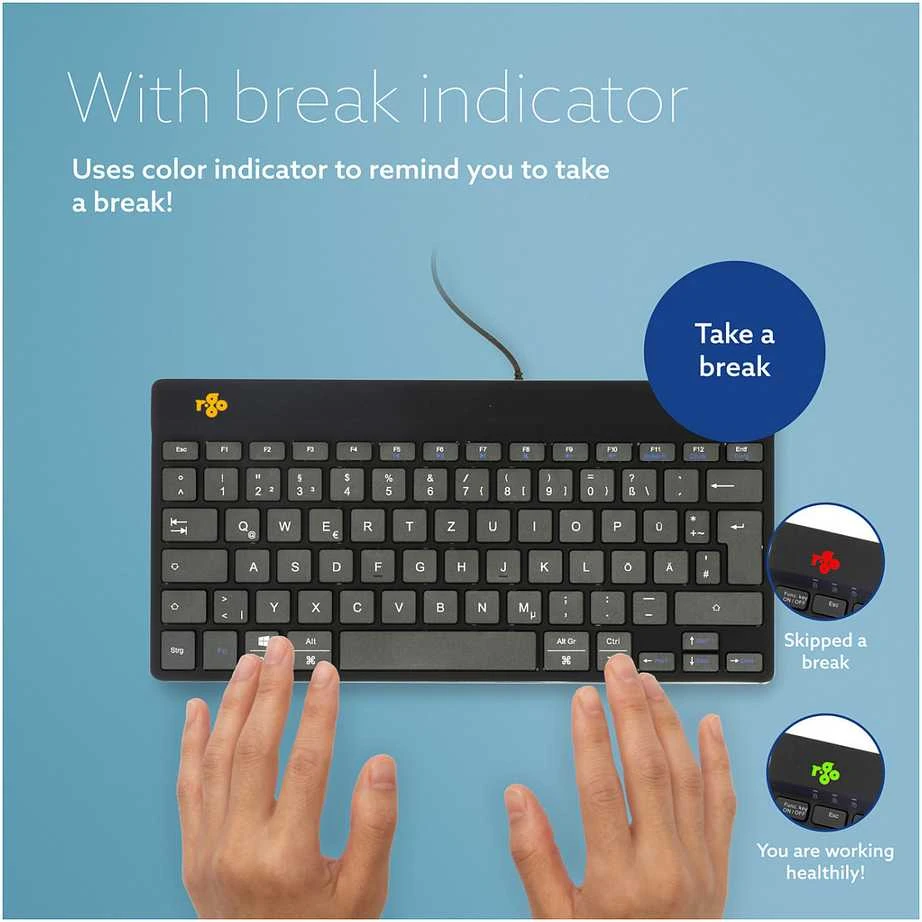 R Go Tools COMPACT BREAK Klaviatūra QWERTZ - DE Juodas su laidu
