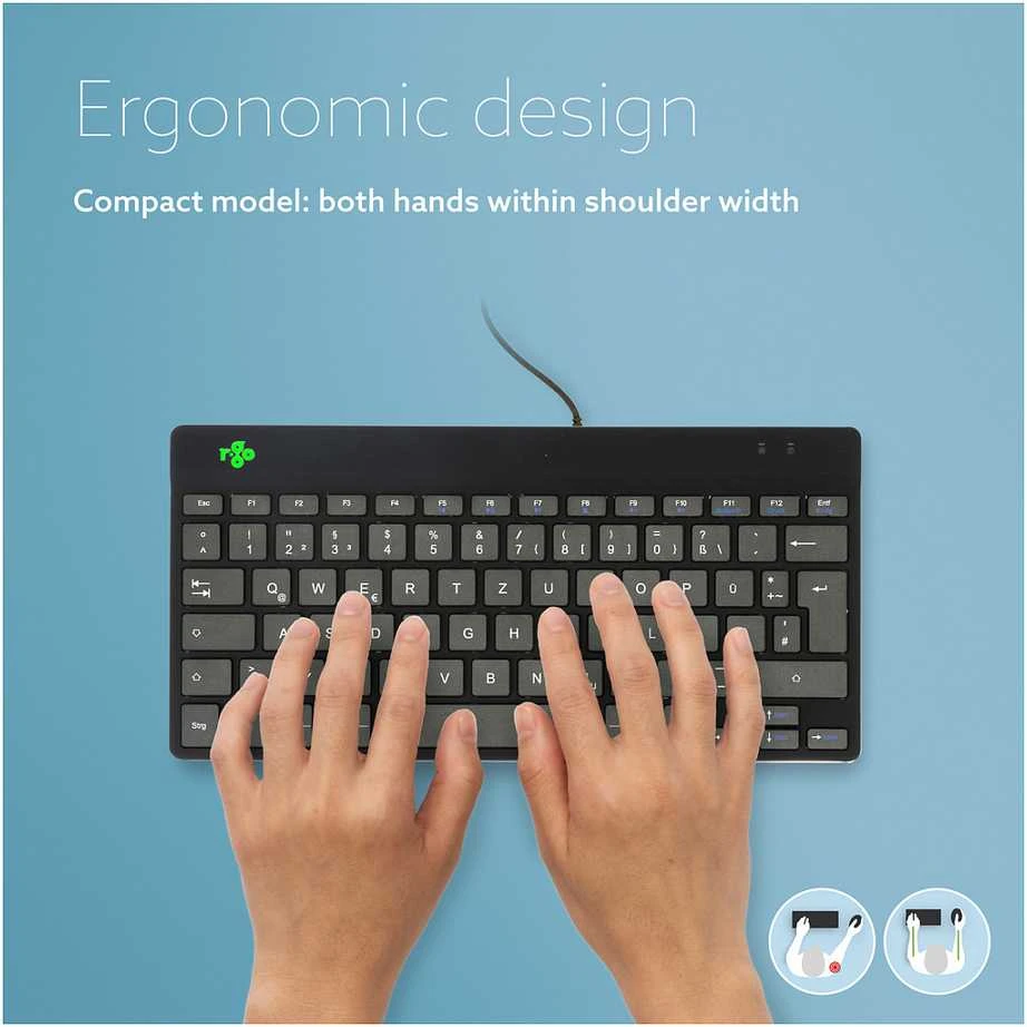 R Go Tools COMPACT BREAK Klaviatūra QWERTZ - DE Juodas su laidu
