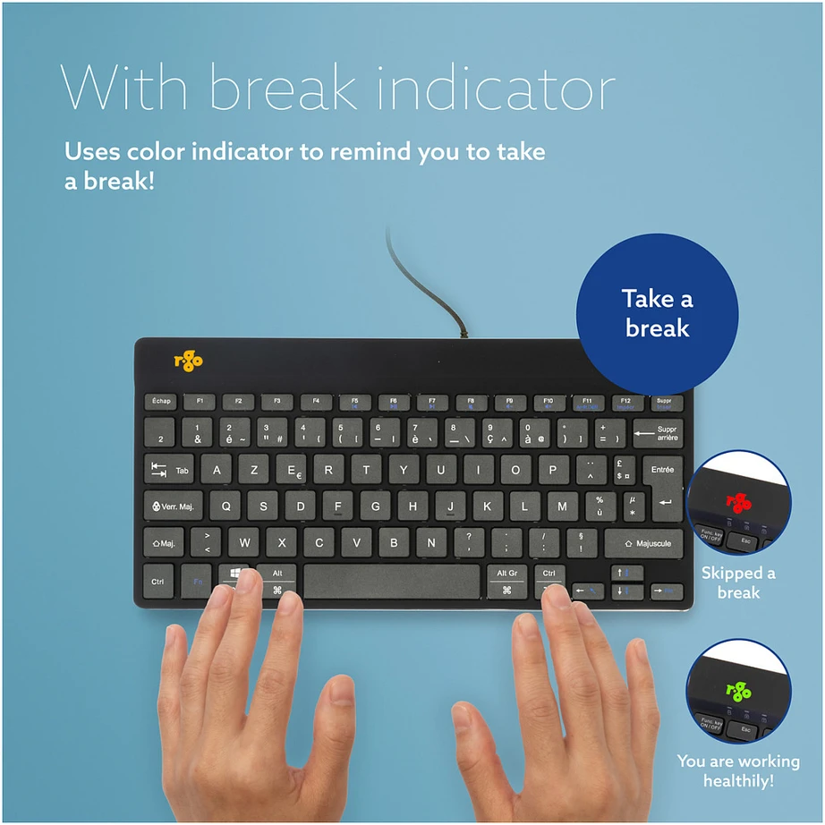 R Go Tools COMPACT BREAK Klaviatūra AZERTY - FR Juodas su laidu