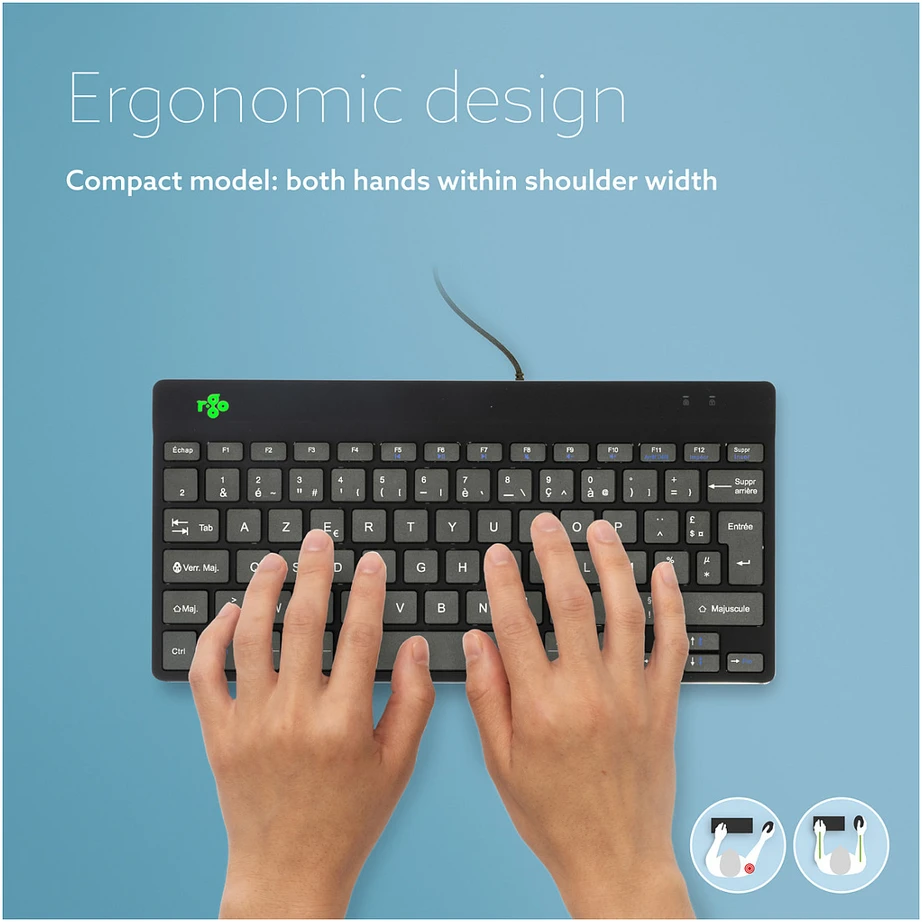 R Go Tools COMPACT BREAK Klaviatūra AZERTY - FR Juodas su laidu