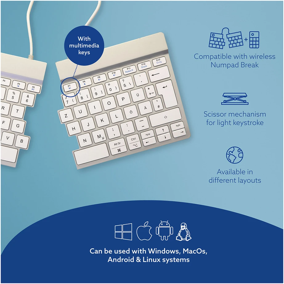 R Go Tools R-GO SPLIT BREAK ERGONOMIŠKAS - Klaviatūra QWERTZ (DE) BLUETOOTH W