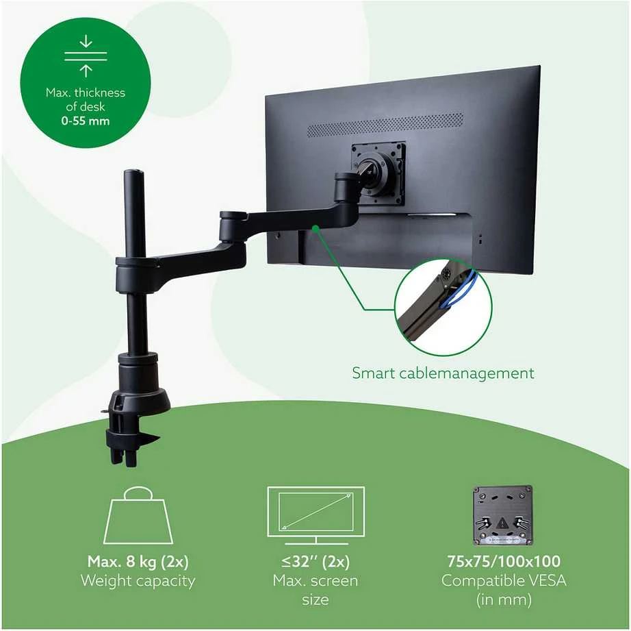 Laikiklis R-GO Tools 2 monitorių iki 26 "Zepher 4 C2 (RGOVLZE4TWSI)
