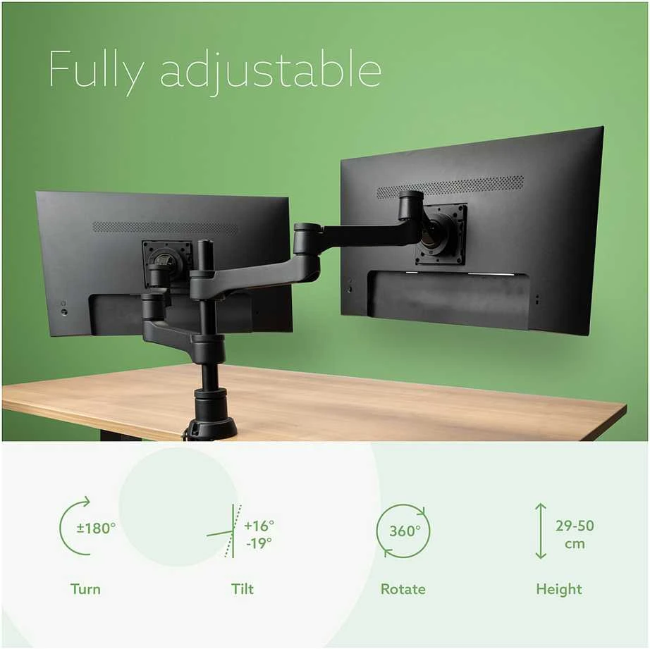Laikiklis R-GO Tools 2 monitorių iki 26 "Zepher 4 C2 (RGOVLZE4TWSI)