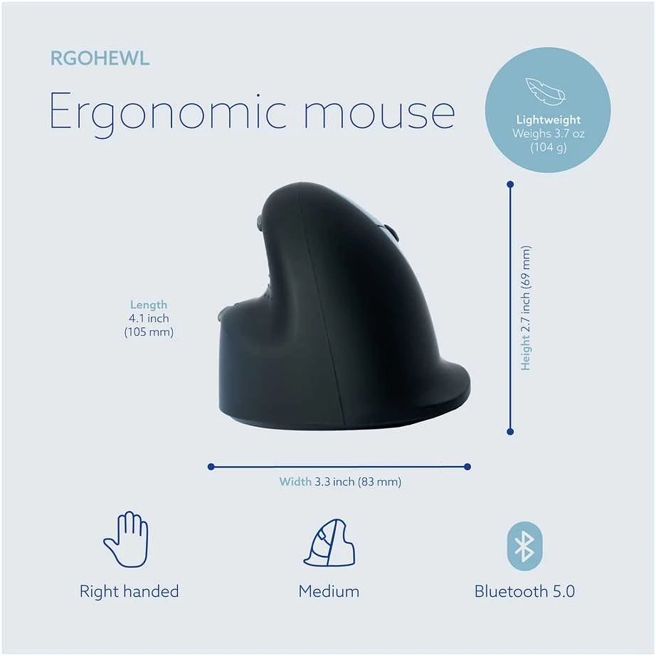 Carruzzo ERGONOMIC Pelė MEDIUM - HAND165-185MM RIGHT-HANDED belaidė