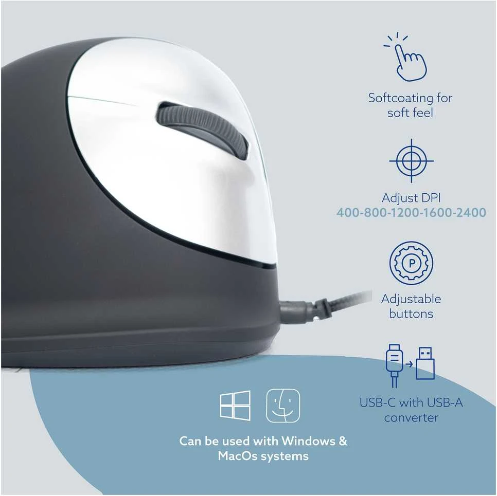 R Go Tools ERGONOMIC Pelė MEDIUM - HAND165-185MM RIGHT-HANDED su laidu
