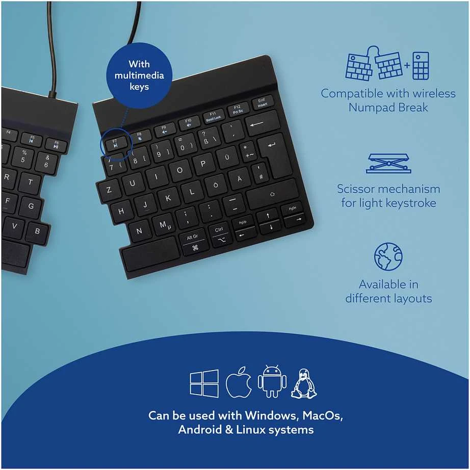 R Go Tools R-GO SPLIT BREAK ERGONOMIŠKAS - Klaviatūra QWERTZ (DE) BLUETOOTH B