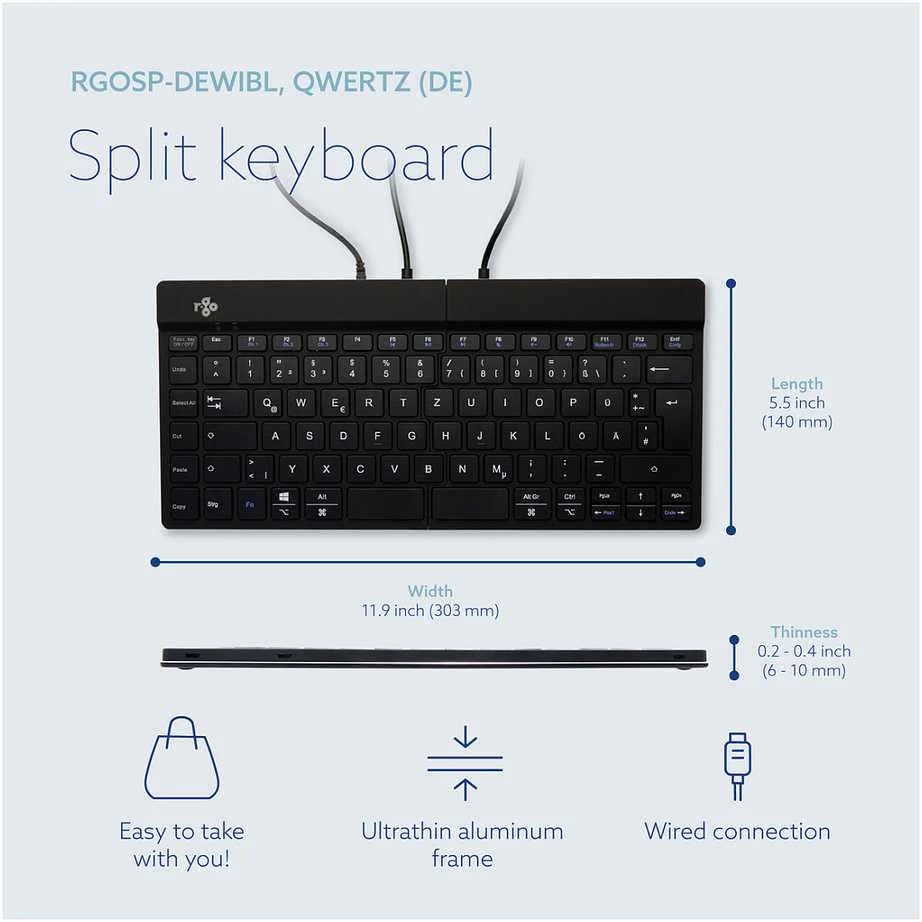 R Go Tools BREAK ERGONOM Klaviatūra QWERTZ - DE Juodas su laidu