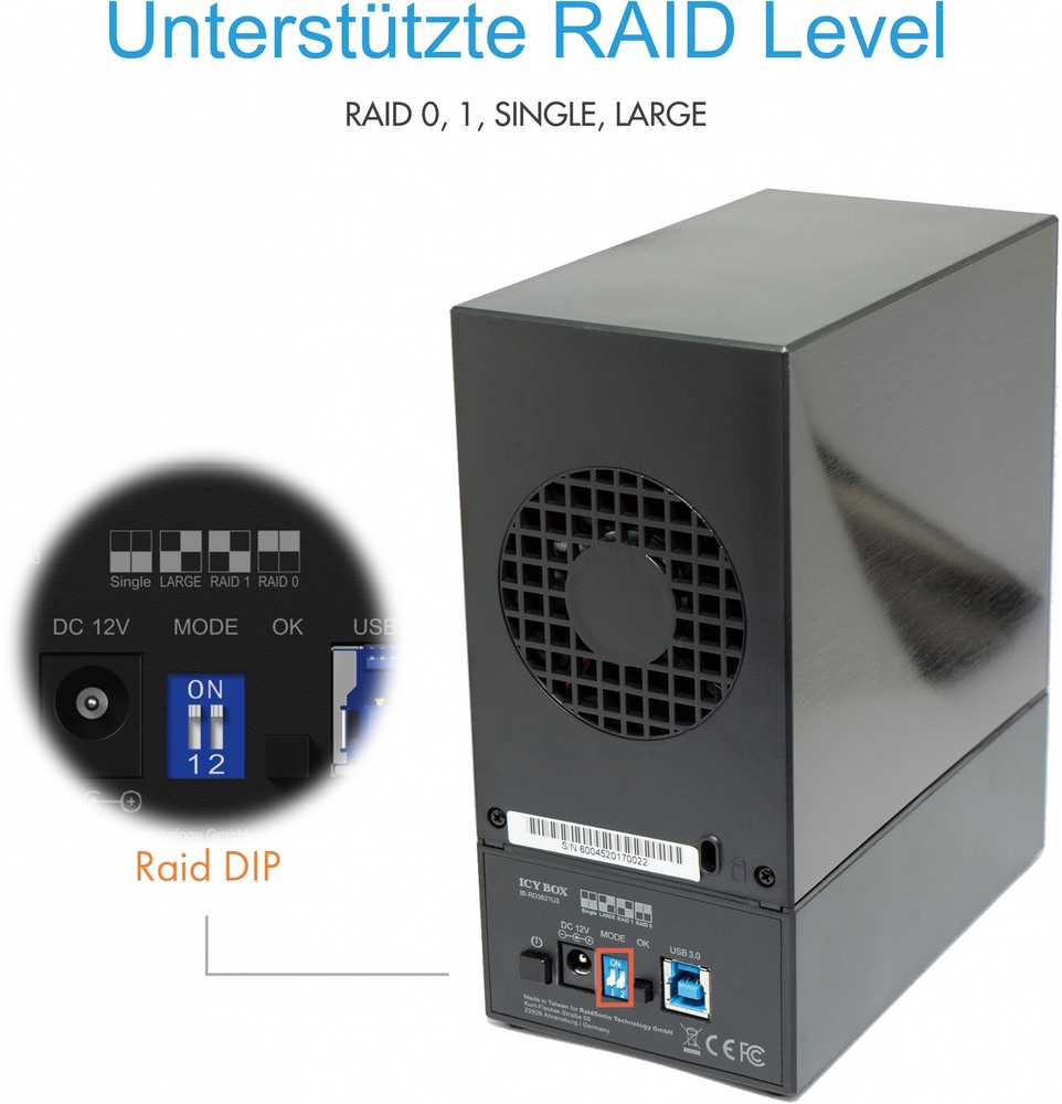 ICYBOX IB-RD3621U3 Icy Box išorinė RAID sistema, skirta 2x 3.5 SATA I/II/III SSD/HDD